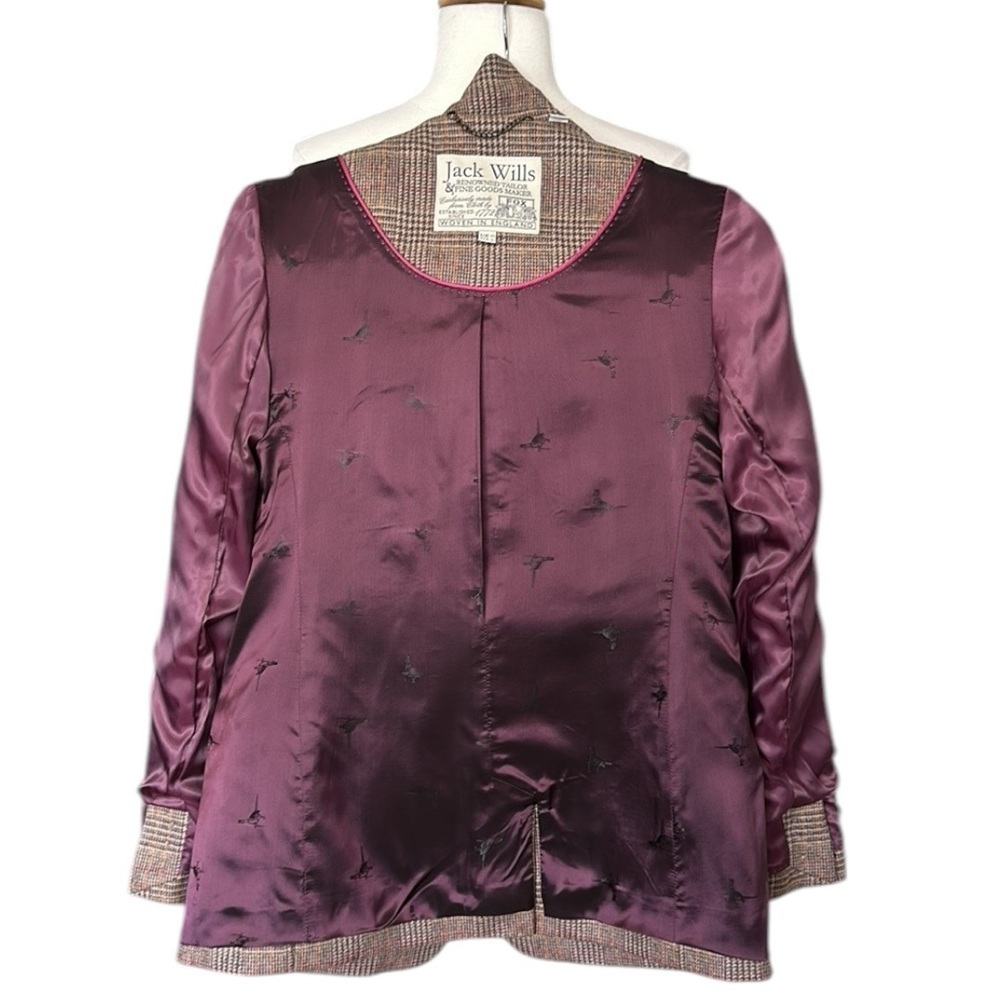 JACK WILLS Fox Brothers Lambswool Glen Plaid‎ Blazer British Tailored Jacket 6 - Picture 14 of 16